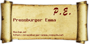 Pressburger Emma névjegykártya